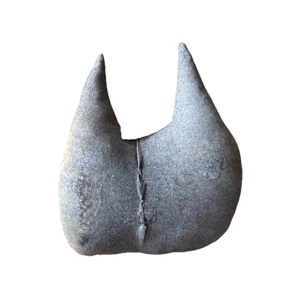 Primitive Cloth Cat Head Pumpkin Folk Art Patchwork Grungy Hand Painted Rustic - Picture 5 of 8